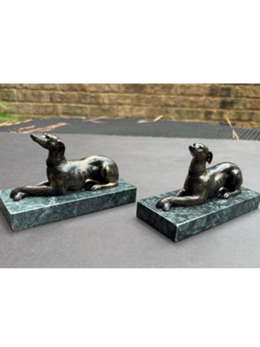 Pair of Vintage Greyhound Statues; Bookends, Paper Weights or Decor